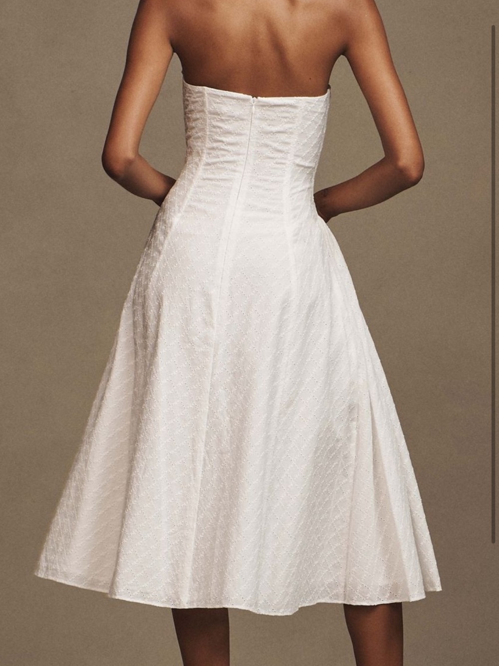 Mirror Palais White Halter Lace-Up Midi Sundress - Picture 5 of 6